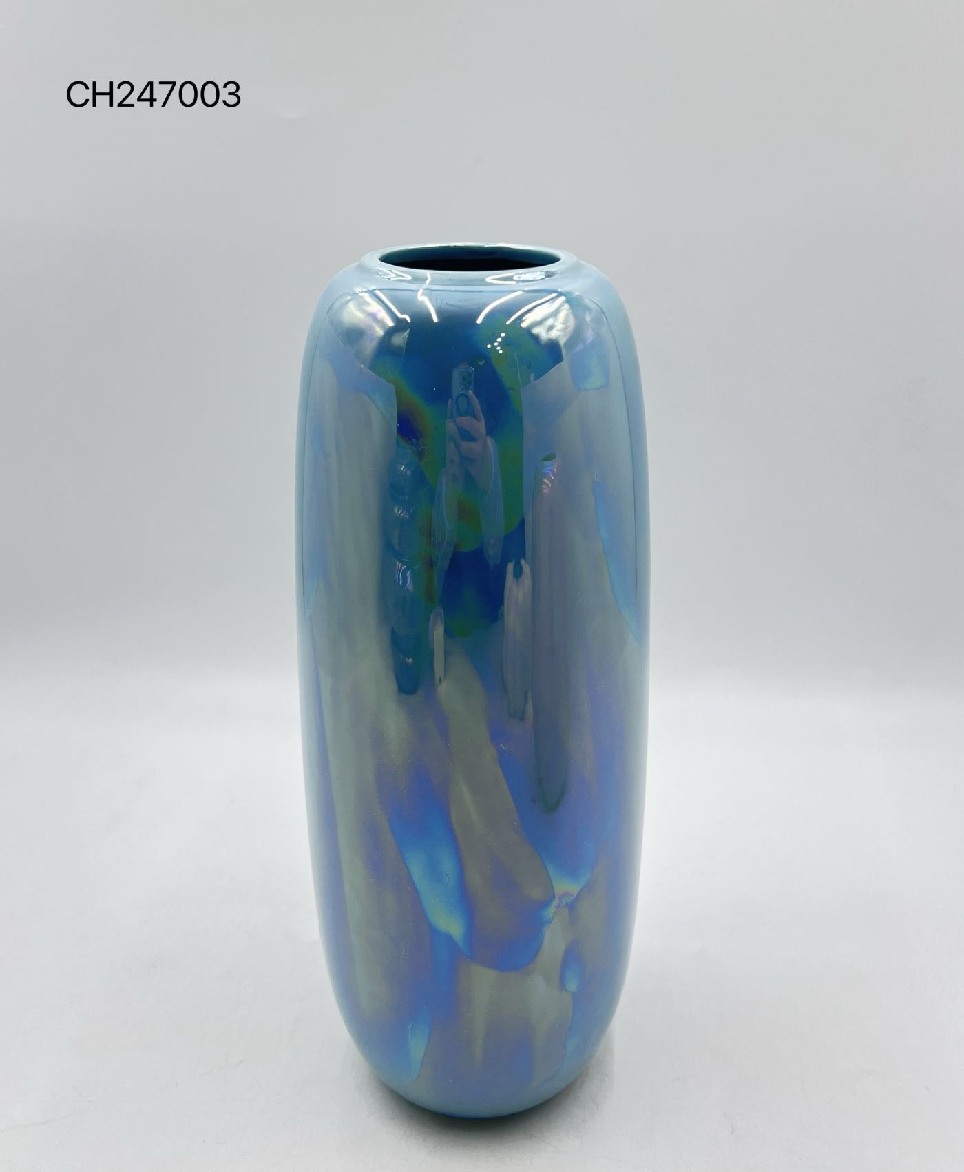Elegant Blue Pearl Glaze Ceramic Vase