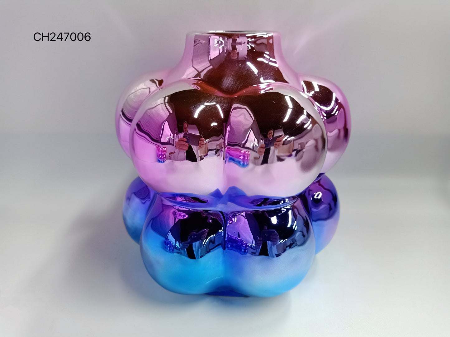 Iridescent Bubble Vase with Electroplated Finish