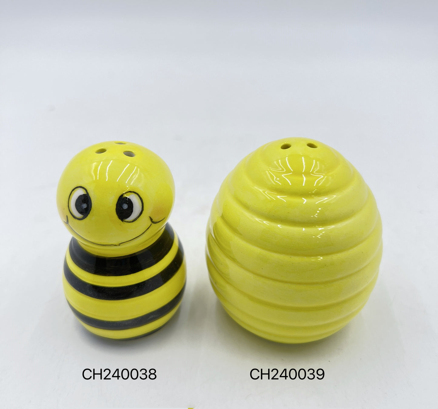 Ceramic Bee and Beehive Salt and Pepper Shaker Set