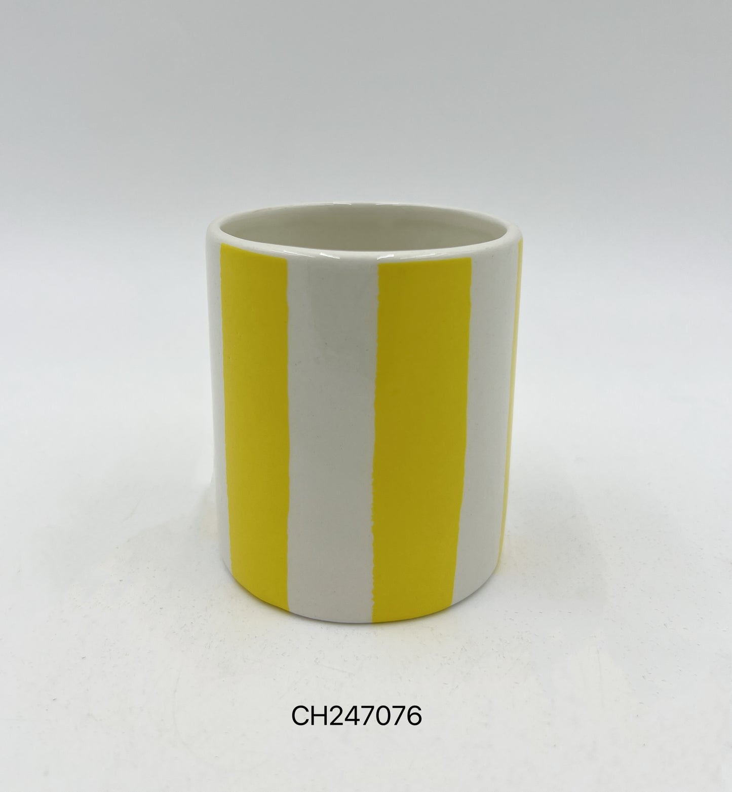 Yellow Striped Ceramic Planter