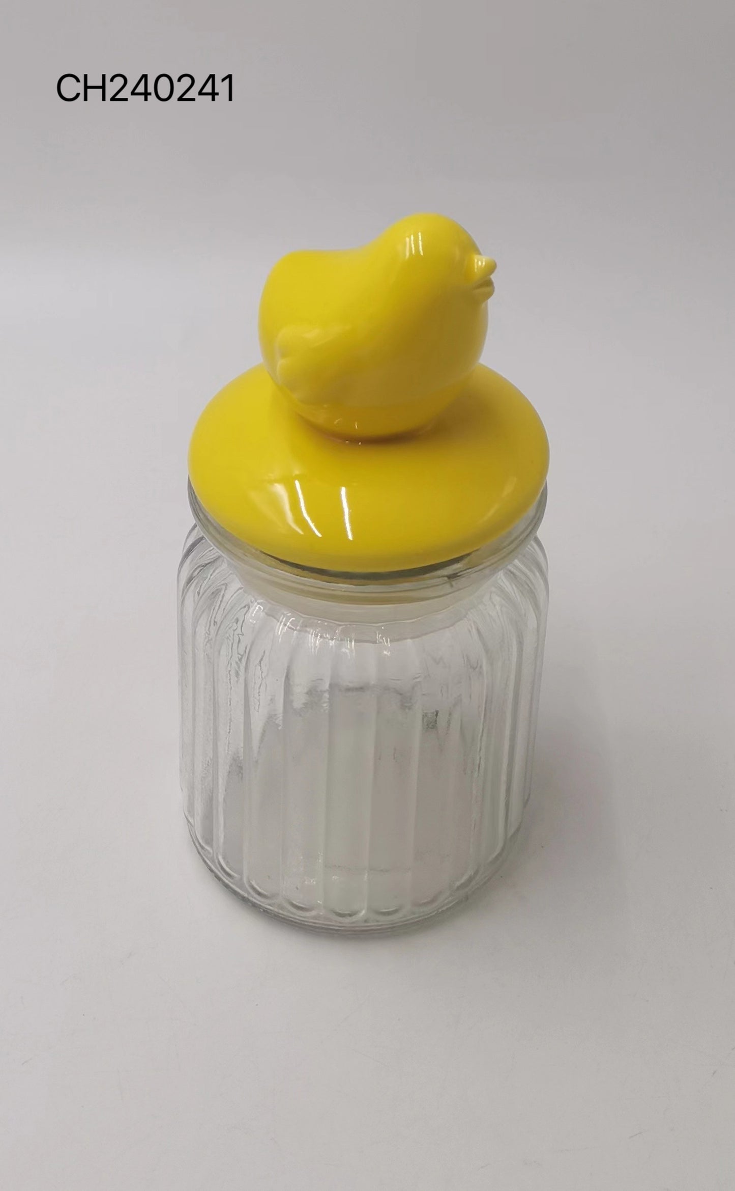 Glass Jar with Yellow Bird Lid – Adorable Kitchen Storage