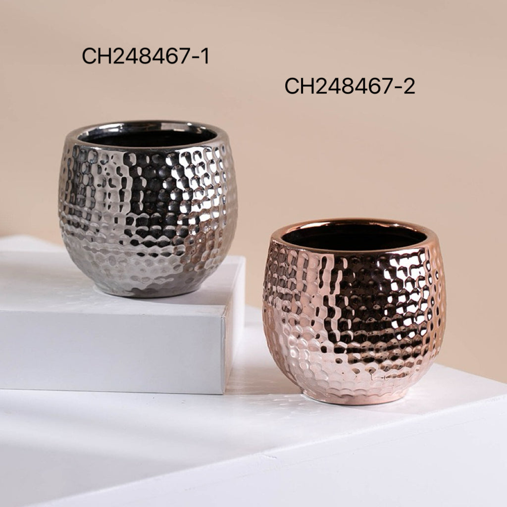 Hammered Finish Ceramic Candle Vessel