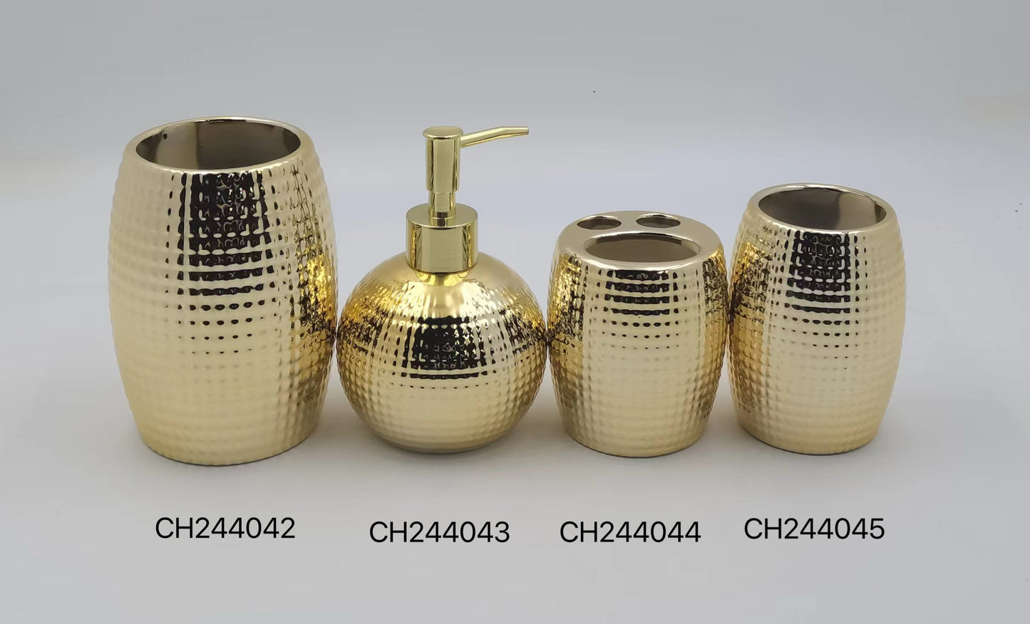 Gold Hammered Ceramic Bathroom Set