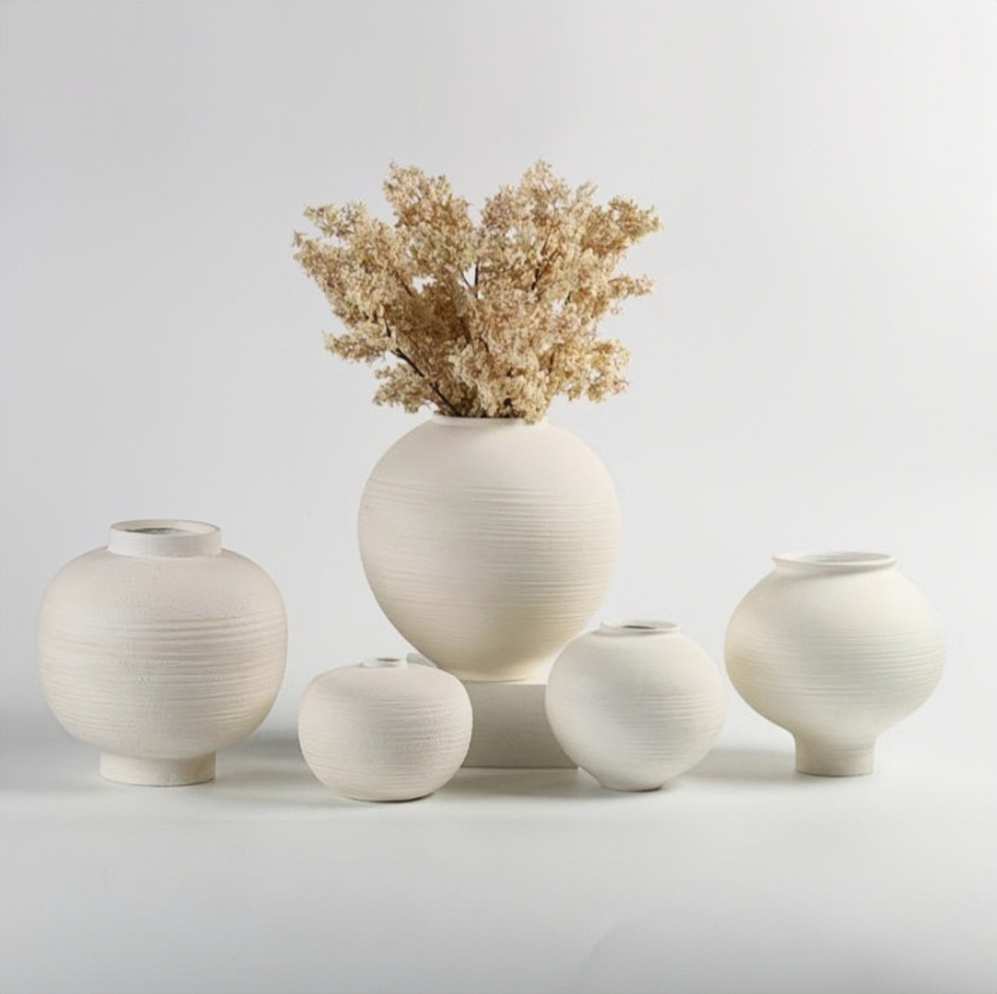 Modern Ivory Horizon Ceramic Vase Collection