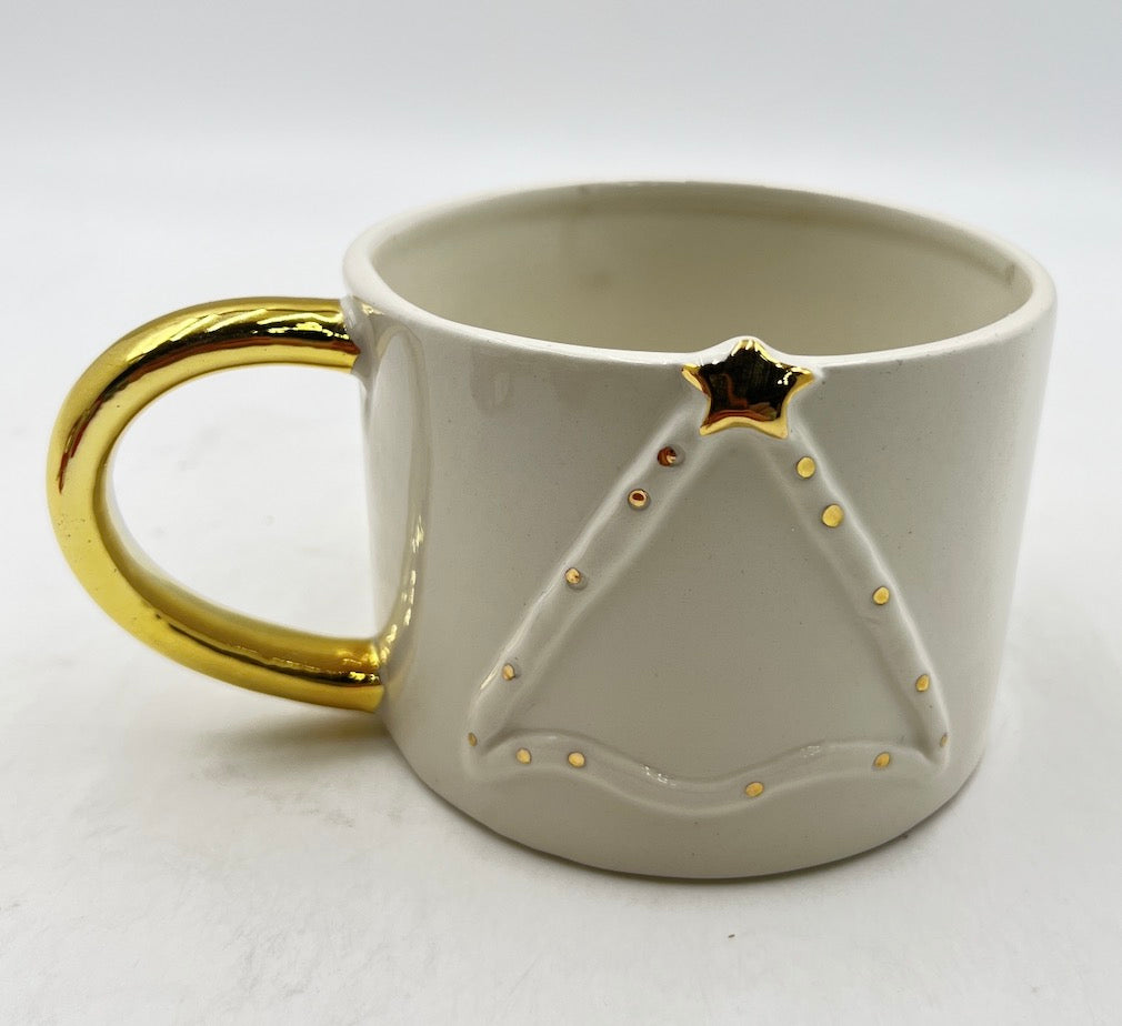 Elegant Holiday Starry Tree Mug with Golden Handle