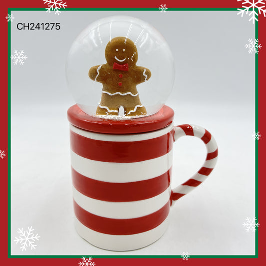 Gingerbread Man Snow Globe Ceramic Mug