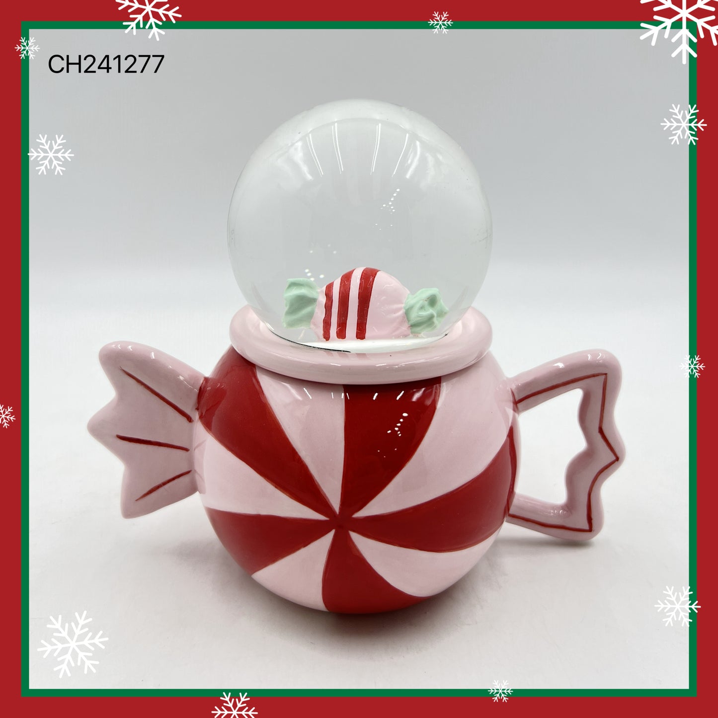 Peppermint Candy Snow Globe Ceramic Mug