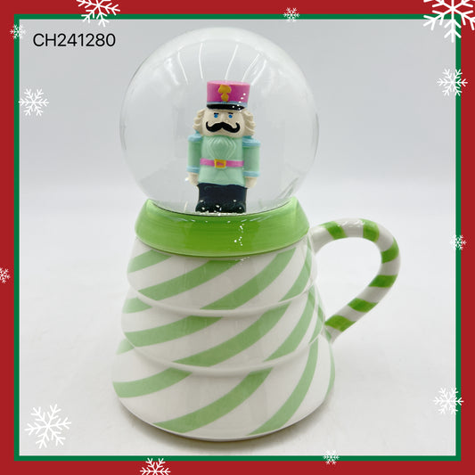 Nutcracker Snow Globe Mug with Swirl Design