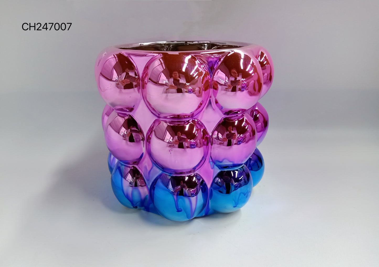 Iridescent Bubble Design Vase with Electroplated Finish