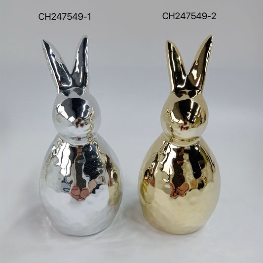 Electroplated Bunny Figurines - Silver and Gold