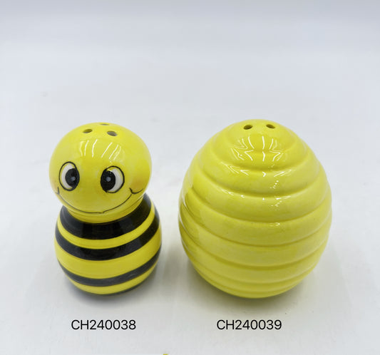 Ceramic Bee and Beehive Salt and Pepper Shaker Set