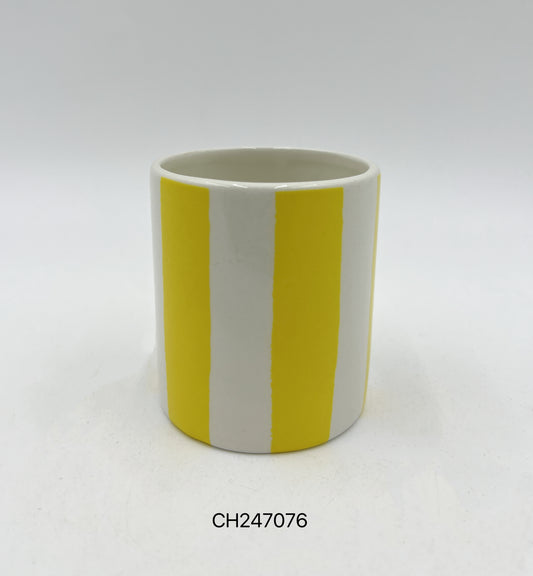 Yellow Striped Ceramic Planter