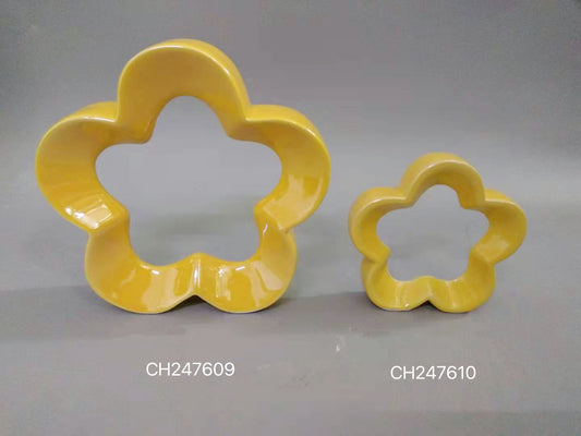 Yellow Ceramic Flower Figurines