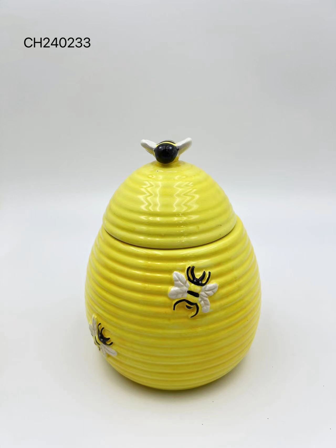 Ceramic Honey Bee Themed Container with Lid