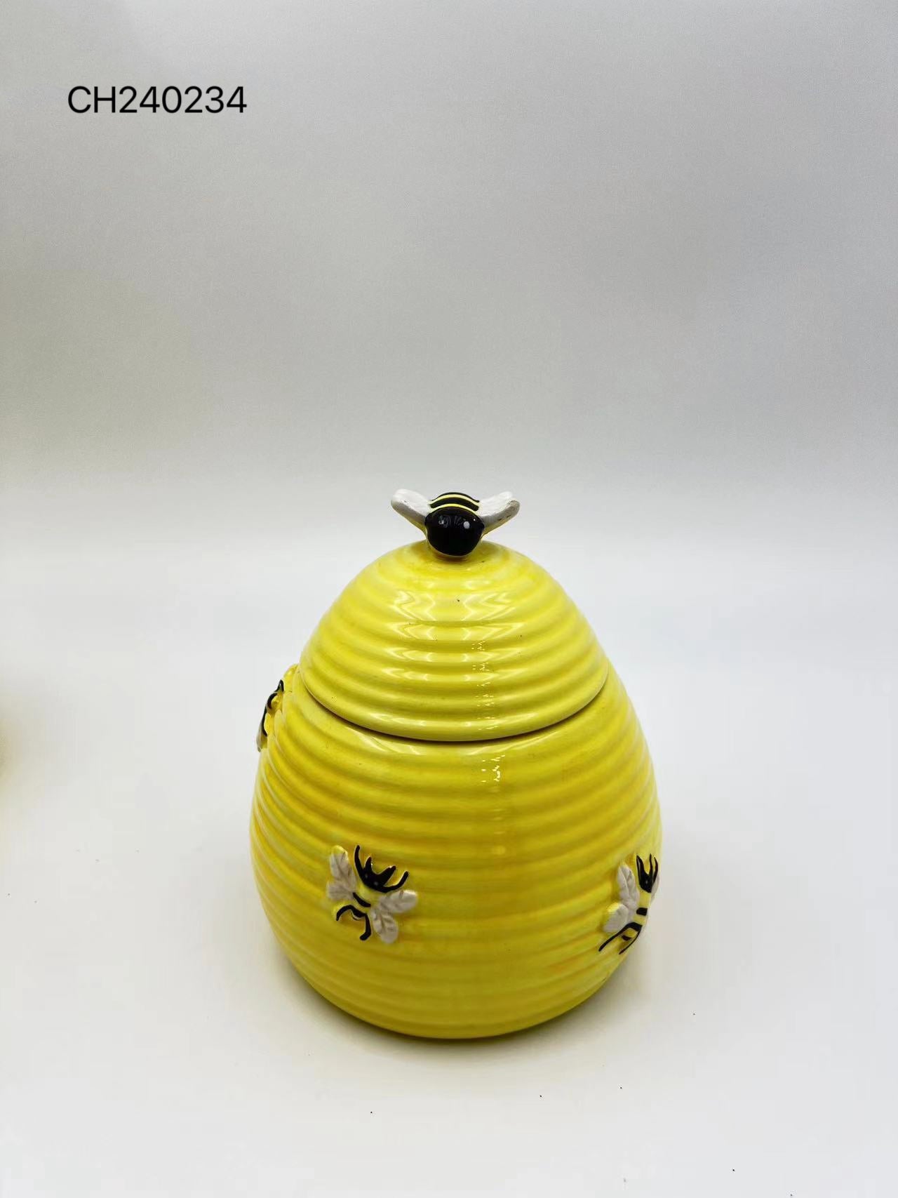 Ceramic Honey Bee Themed Container with Lid