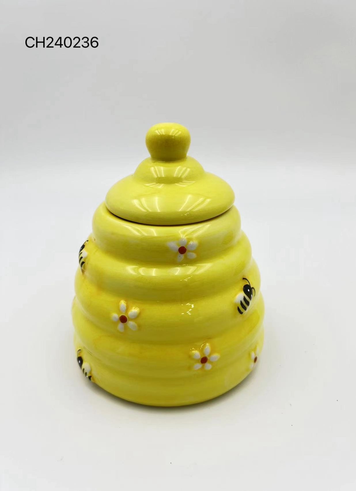 Ceramic Beehive Jar with Lid - Decorative Storage