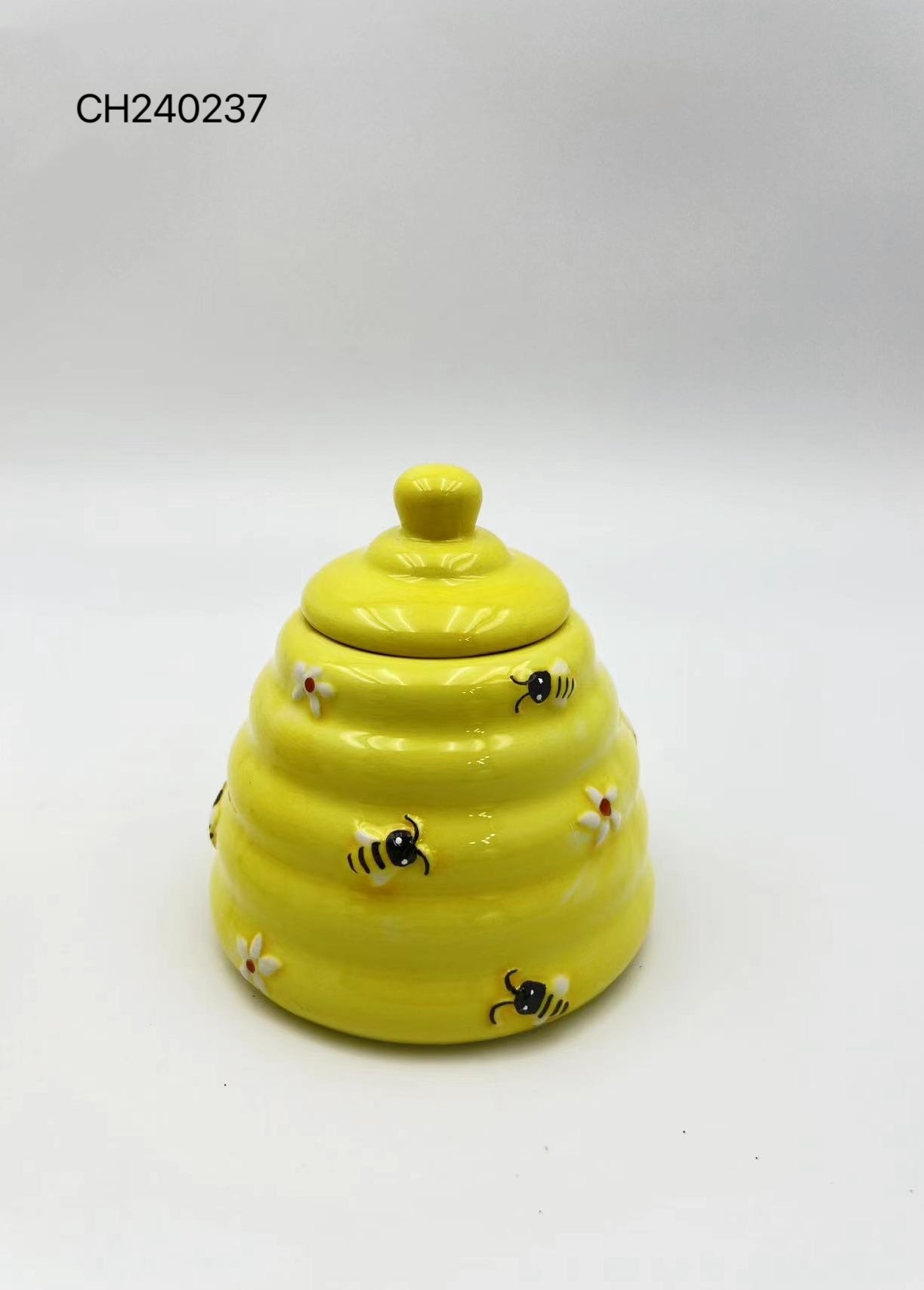 Ceramic Beehive Jar with Lid - Decorative Storage