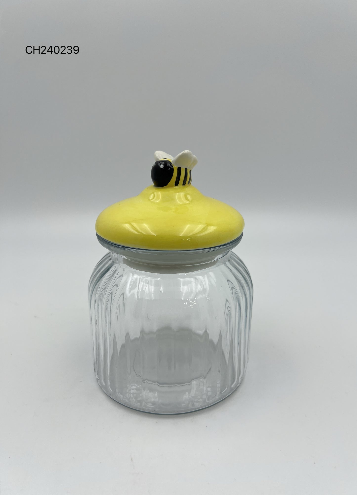 Bee-Themed Glass Jar with Ceramic Lid