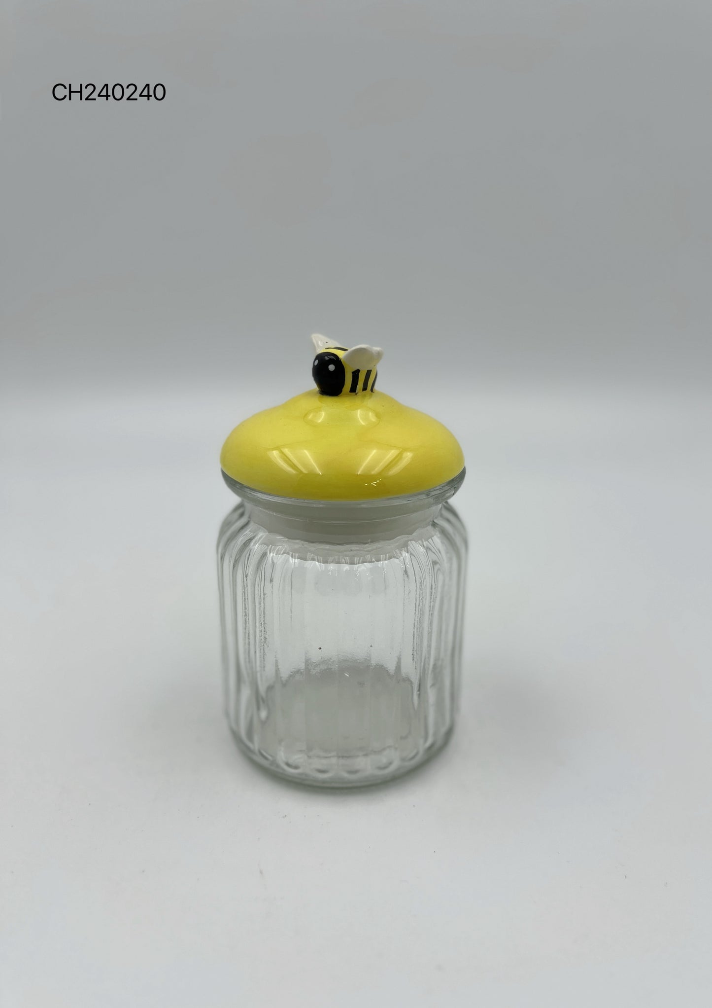 Bee-Themed Glass Jar with Ceramic Lid