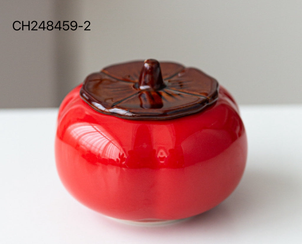 Pumpkin-Shaped Ceramic Candle Vessel with Lid