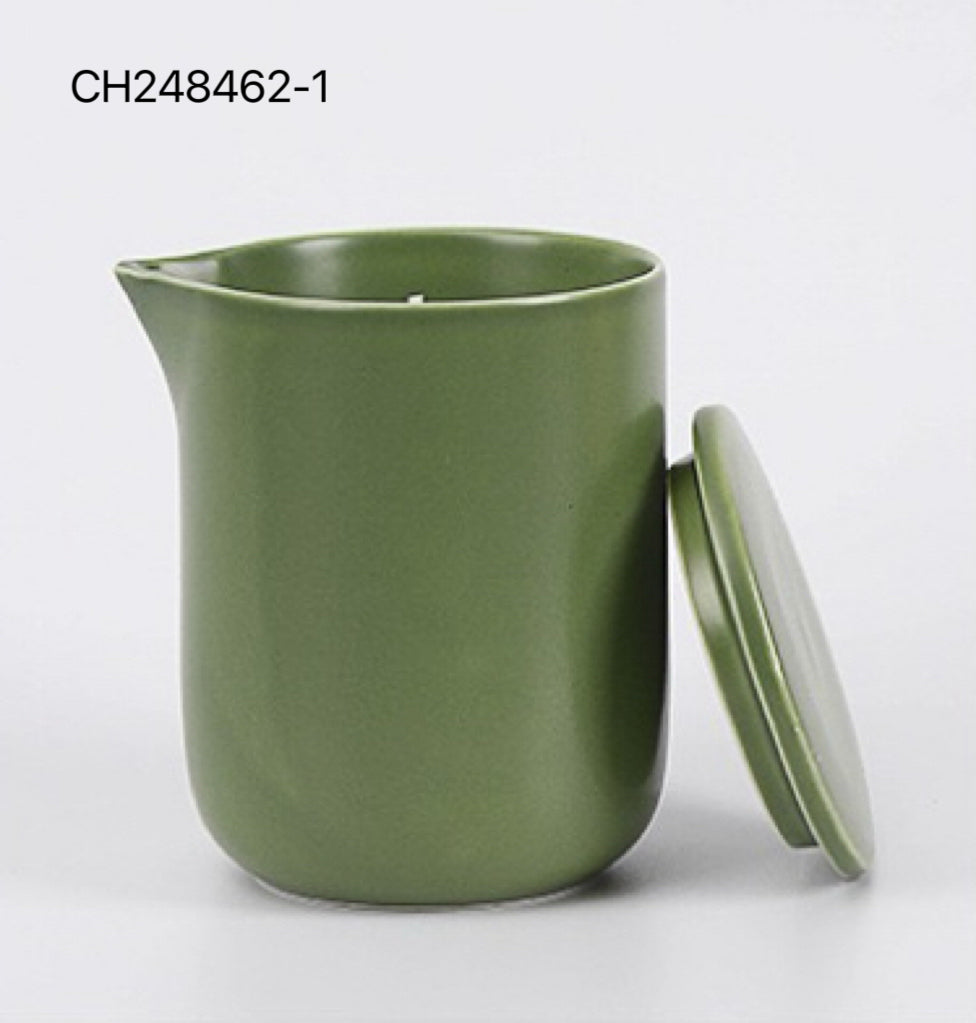 Elegant Ceramic Candle Vessel with Lid (Various Colors)