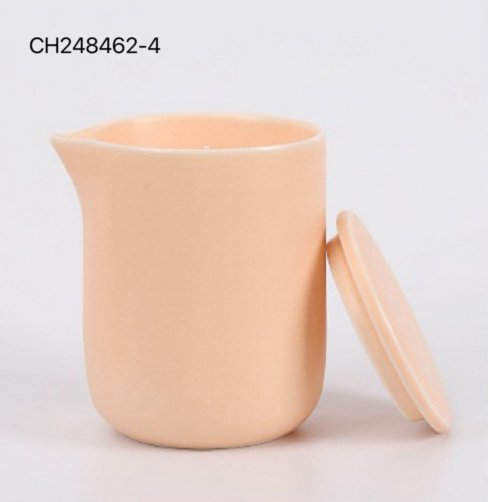 Elegant Ceramic Candle Vessel with Lid (Various Colors)