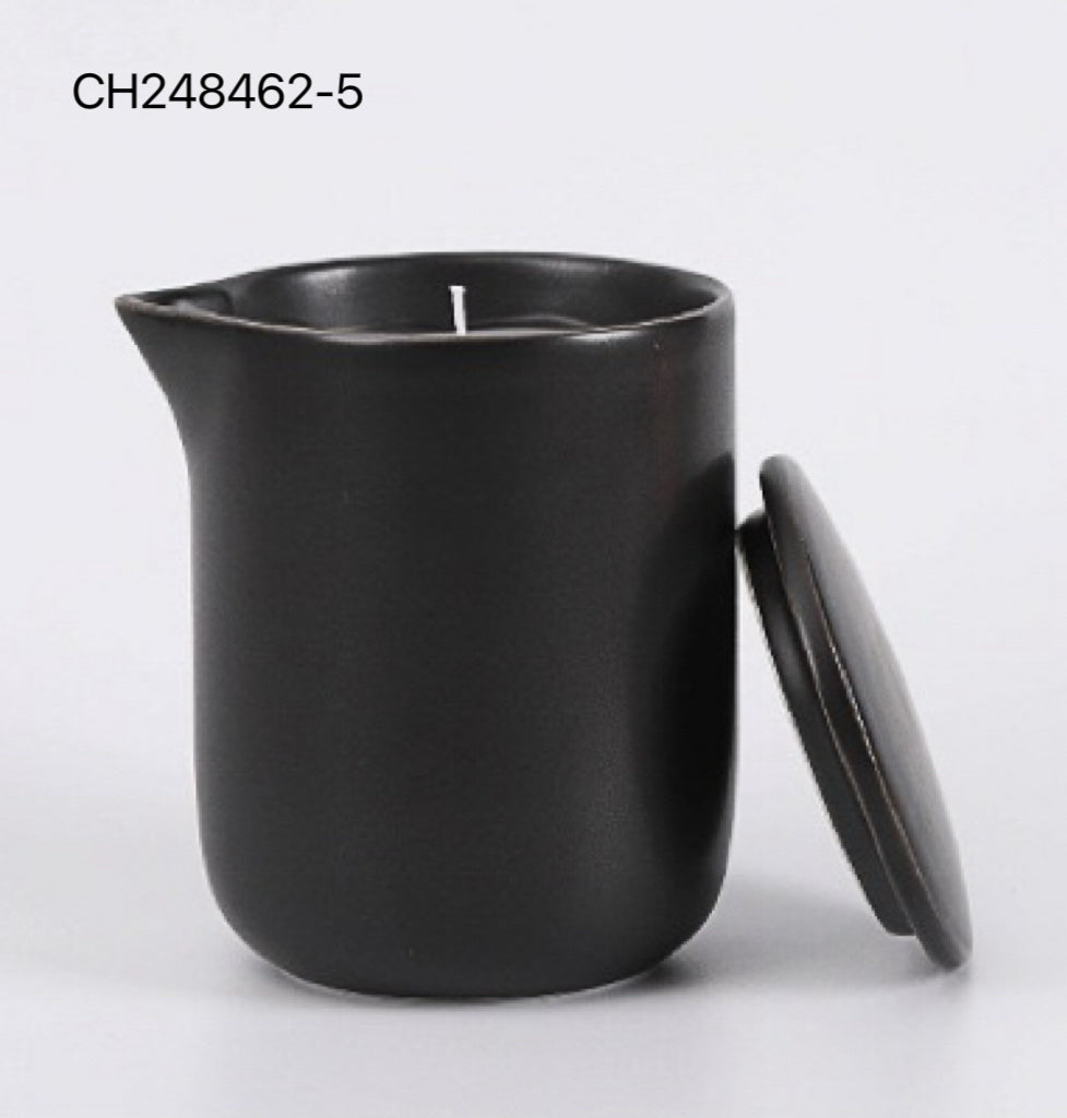 Elegant Ceramic Candle Vessel with Lid (Various Colors)