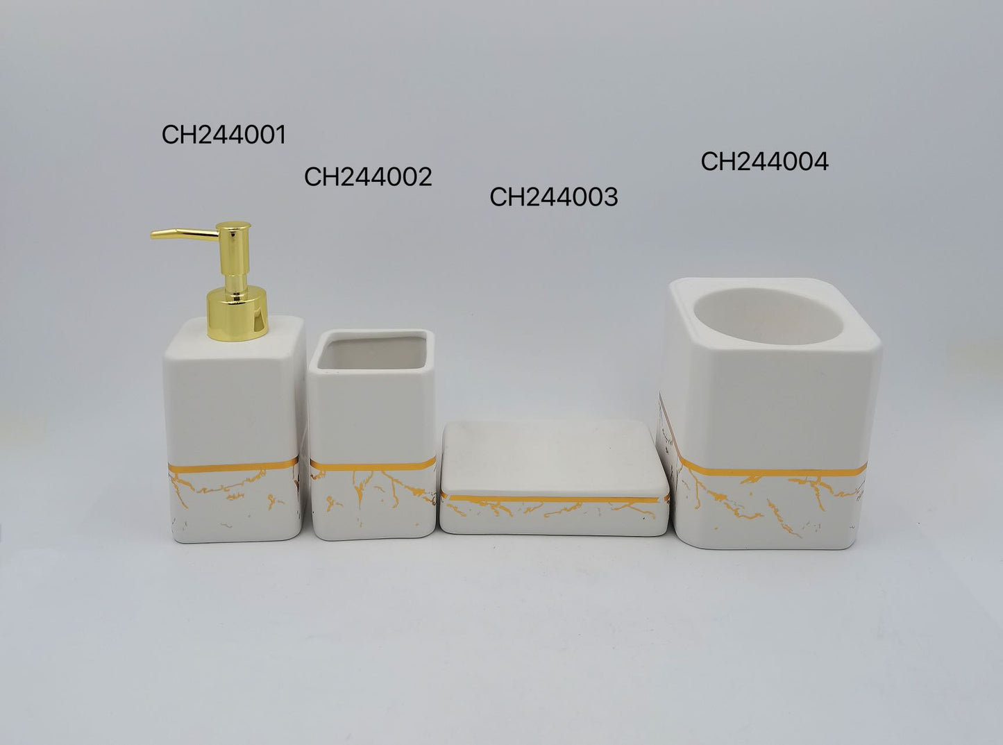 Luxury Marble Pattern Bathroom Accessories Set - 4-Piece