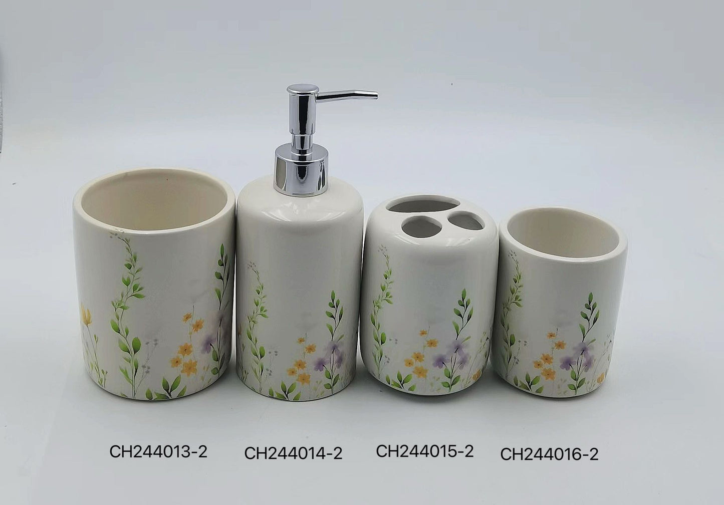 Floral Ceramic Bathroom Accessory Set