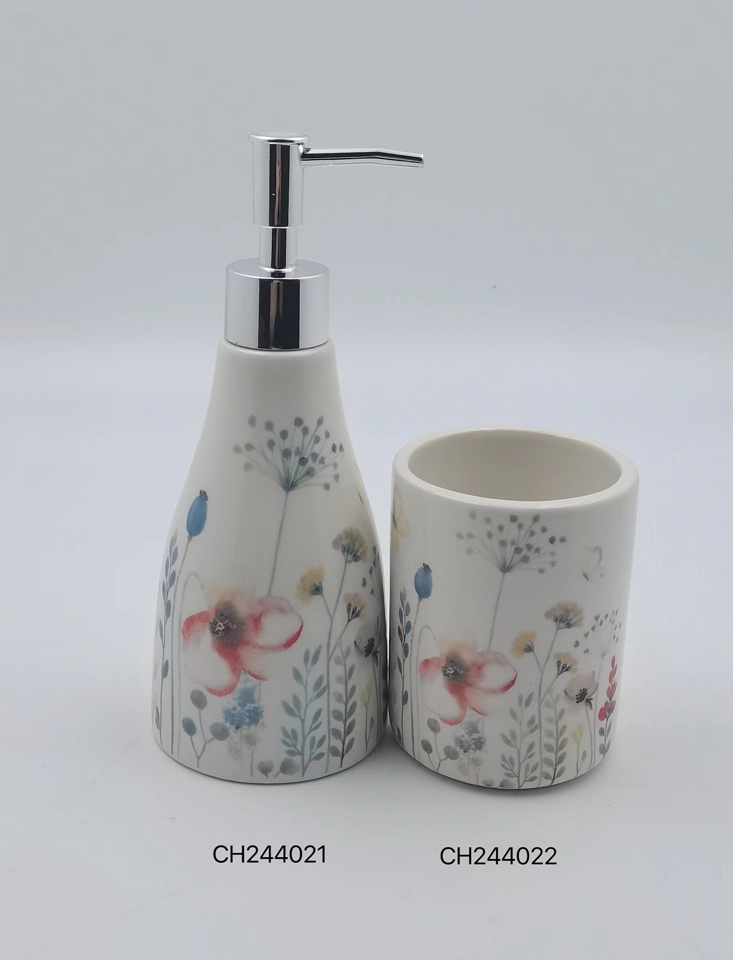 Floral Ceramic Bathroom Set