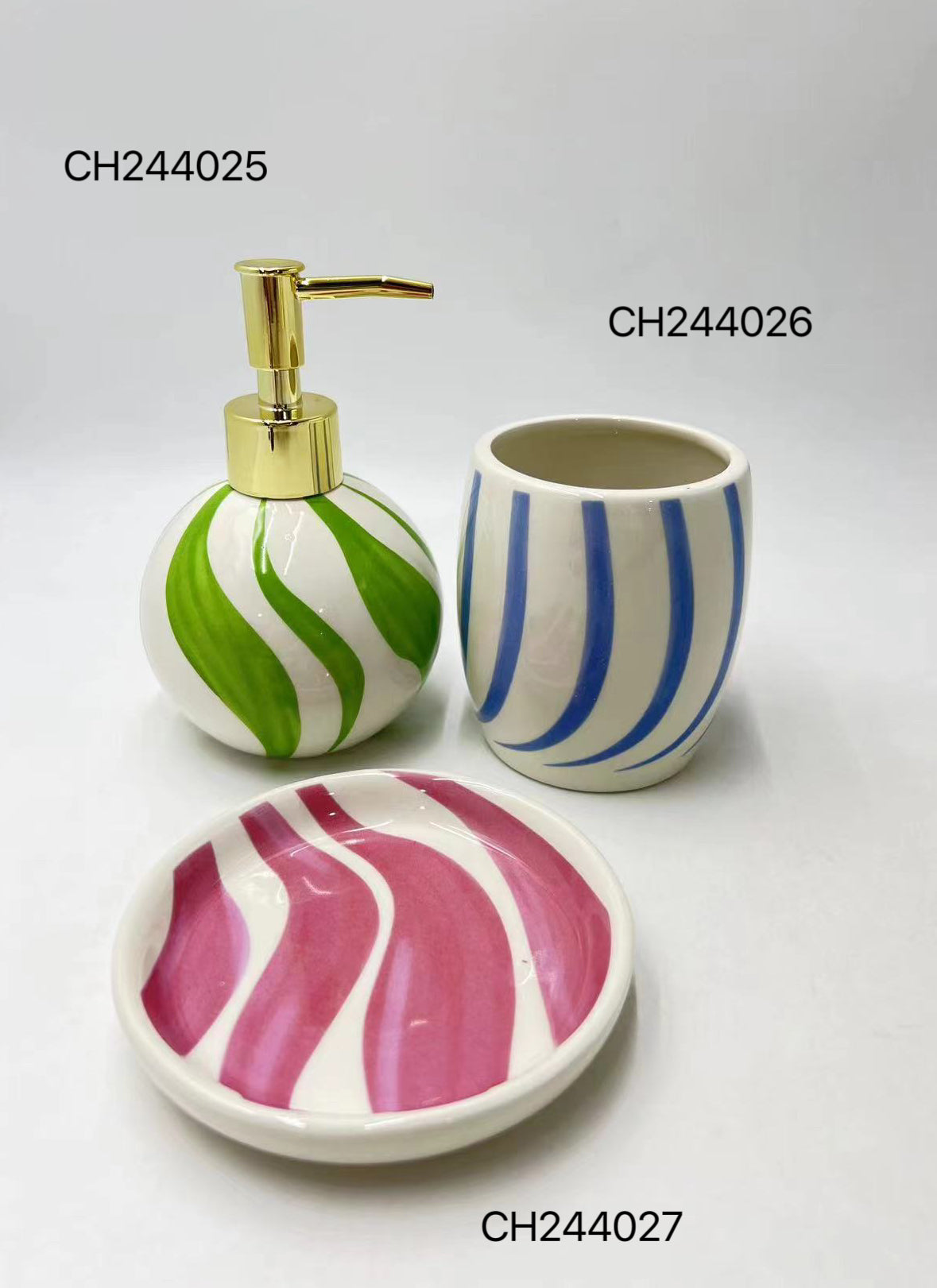 Colorful Stripes Ceramic Bathroom Set
