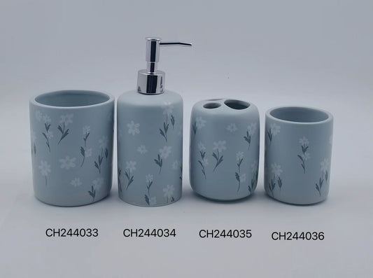 Floral Bathroom Accessory Set - Delicate Blossoms