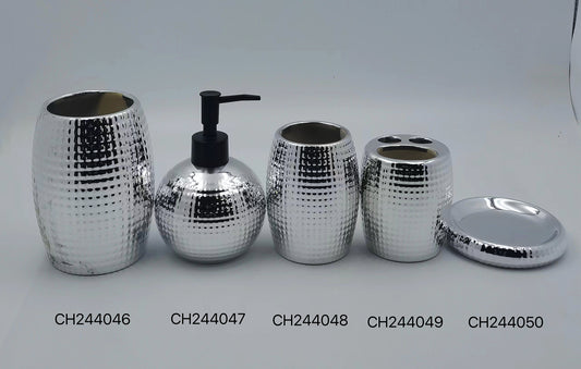 Modern Silver Bathroom Accessory Set