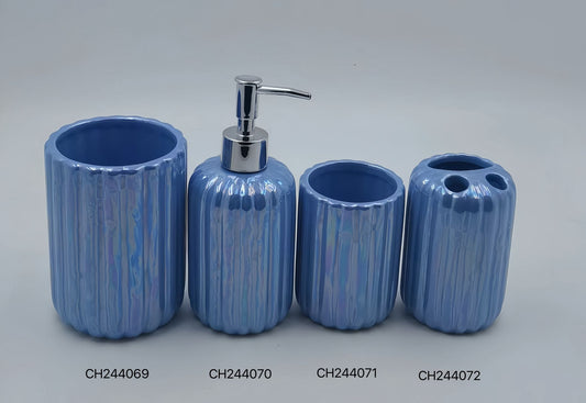 Ceramic Bathroom Set with Ribbed Design