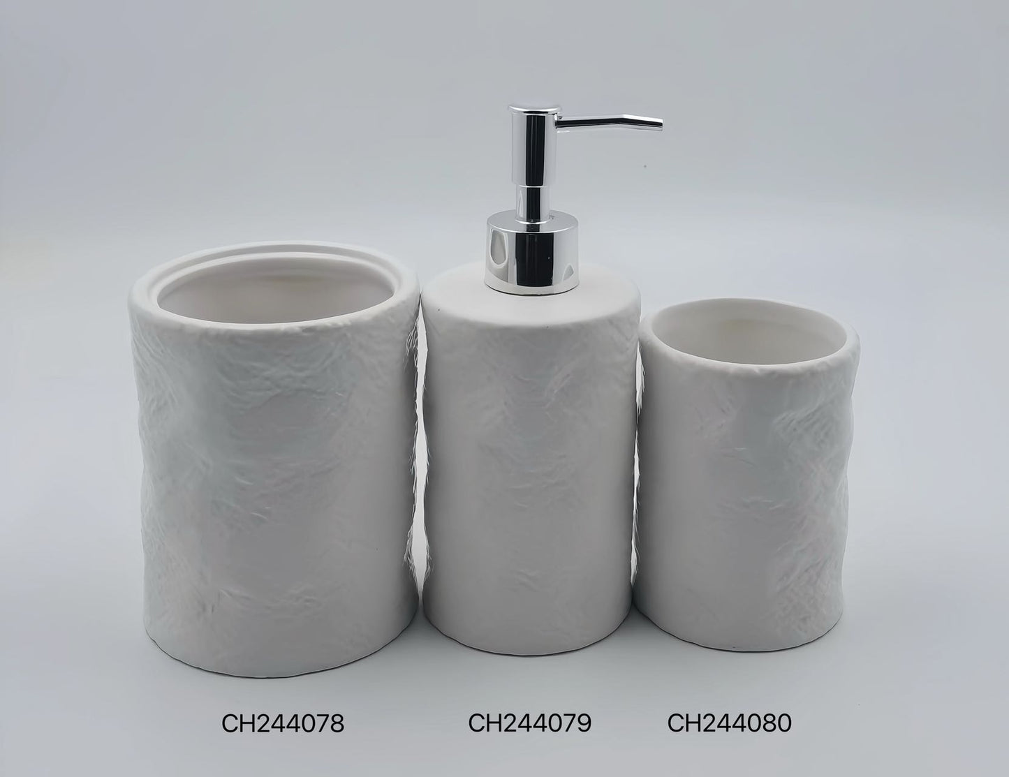 Textured White Ceramic Bathroom Set