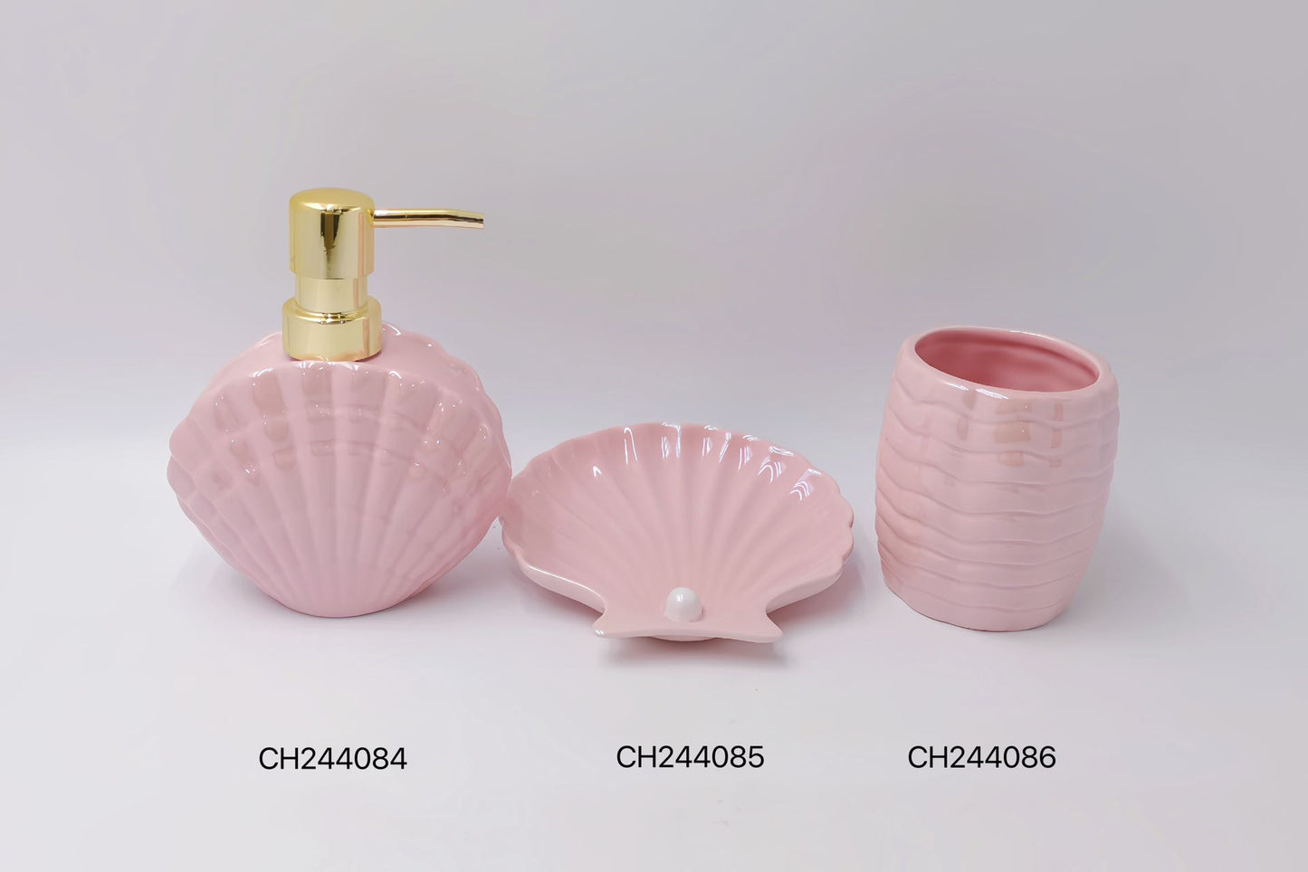 Pink Seashell Bathroom Set