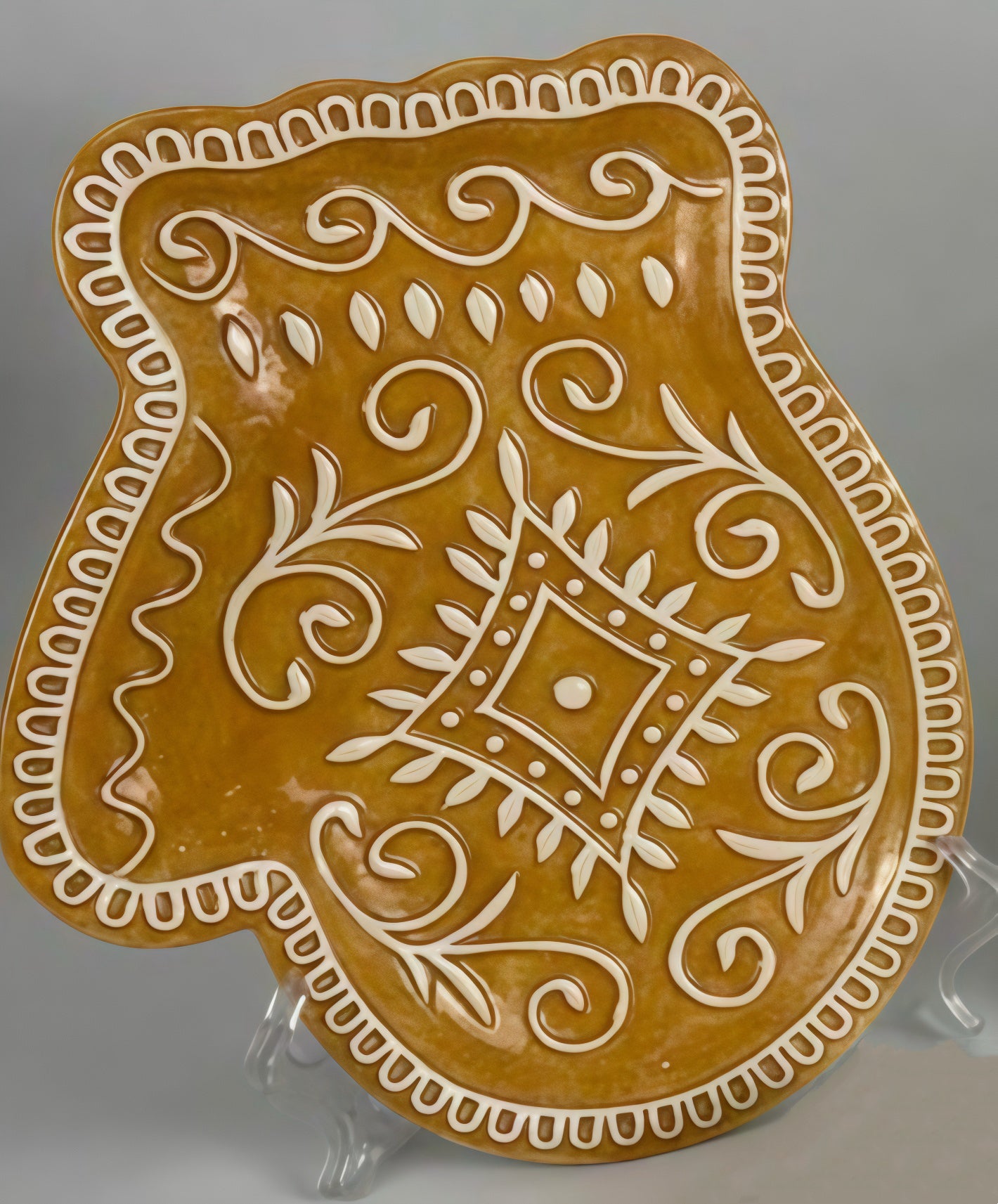 Elegant Gingerbread Mitten Ceramic Plate