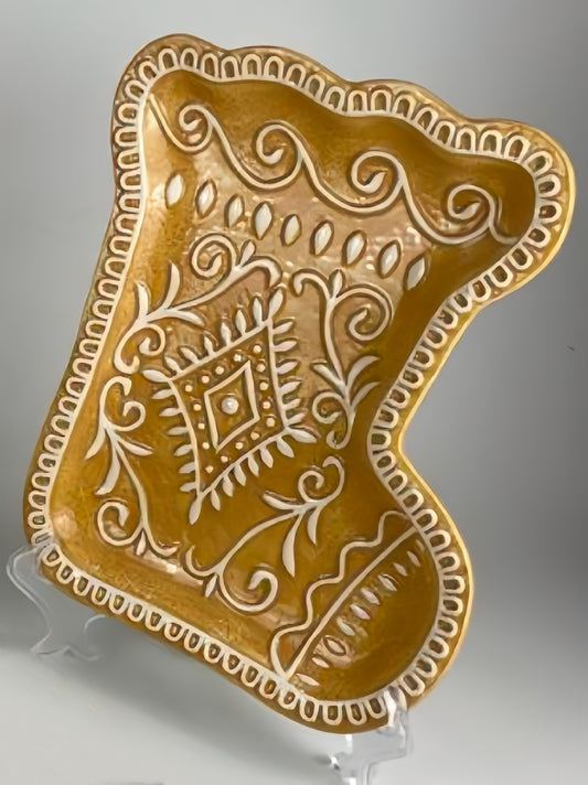 Gingerbread Sock Ceramic Plate