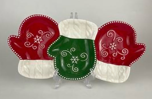 Festive Trio of Holiday Mittens Plate