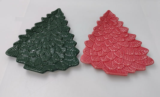 Festive Evergreen and Holly Tree Plates