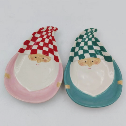 Jolly Checkered Santa Plates