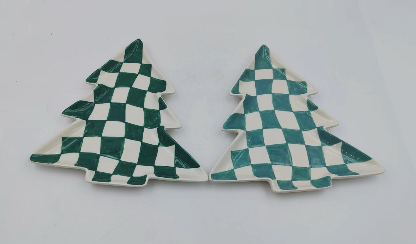 Checkered Evergreen Tree Plates