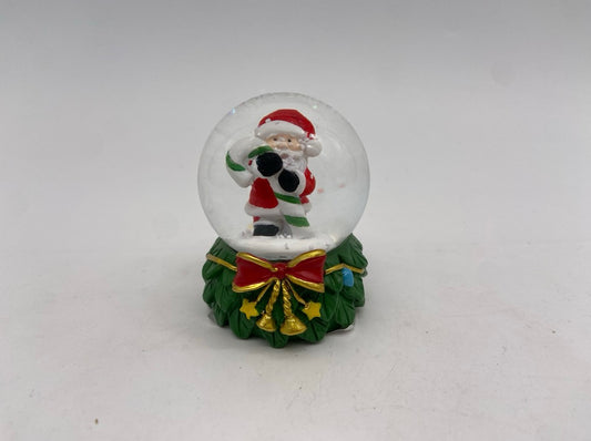 Festive Santa Snow Globe with Holiday Wreath Base