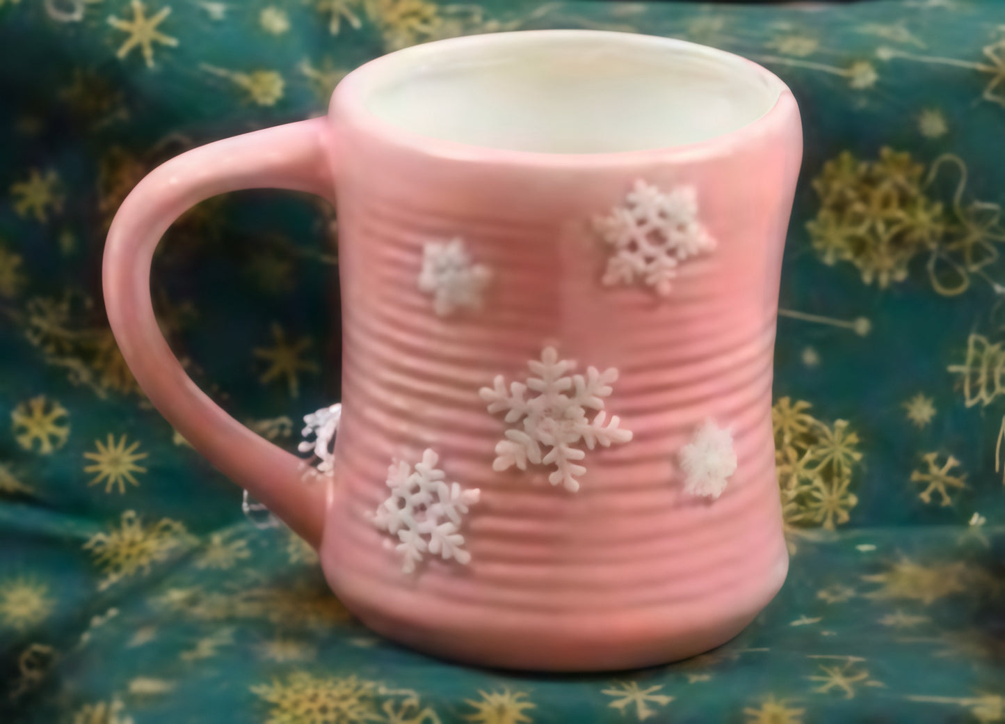 Pink Winter Wonderland Mug with Snowflake Accents