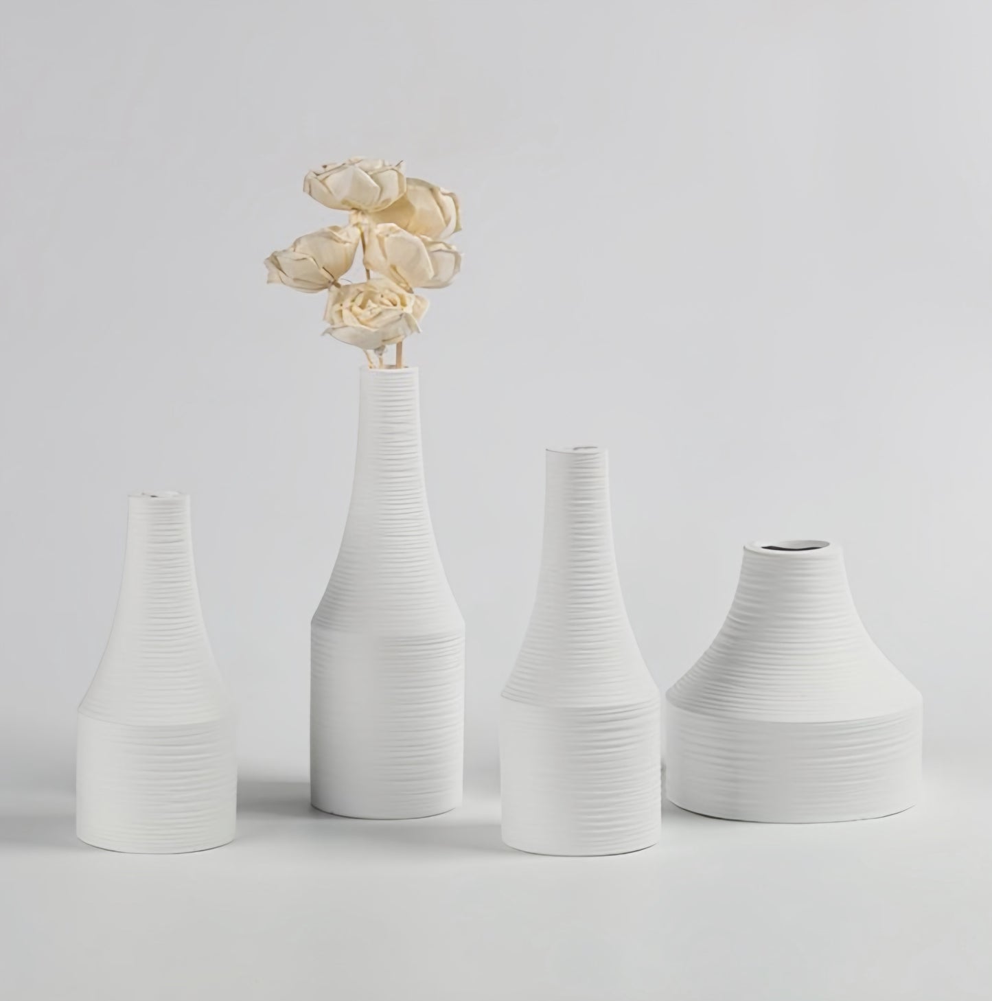 Contemporary Sculpted Ceramic Vases – Textured White Collection