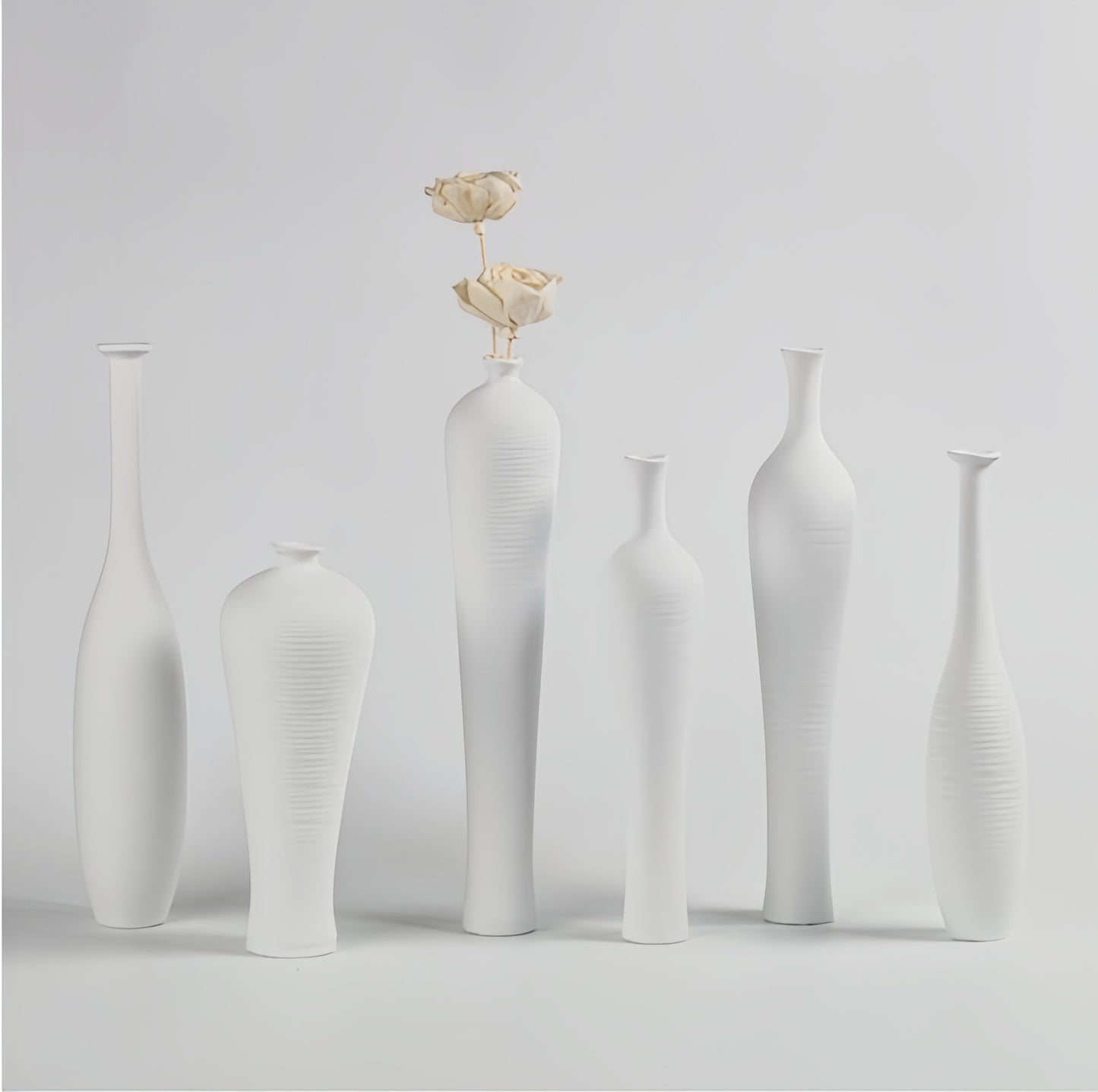 Minimalist Matte White Ceramic Vase Collection