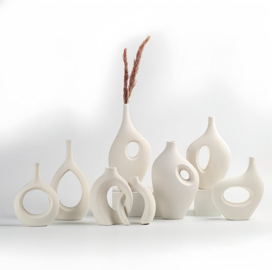 Sculptural Hollow Form Ceramic Vase Collection
