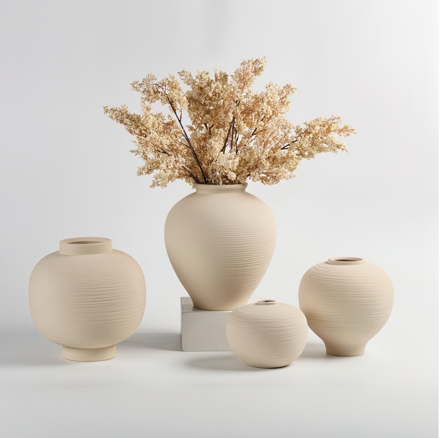 Natural Beige Ceramic Vase Collection