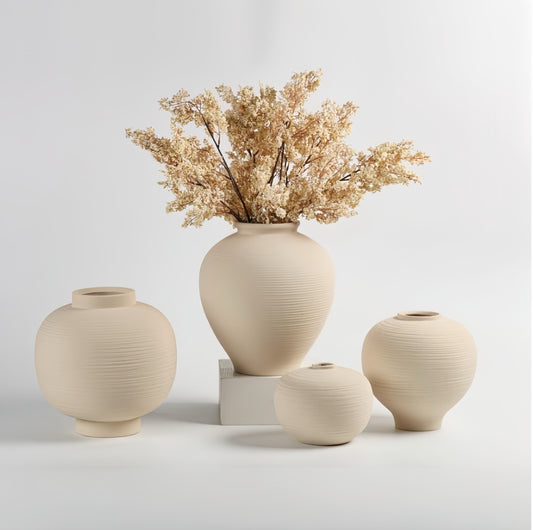 Natural Beige Ceramic Vase Collection