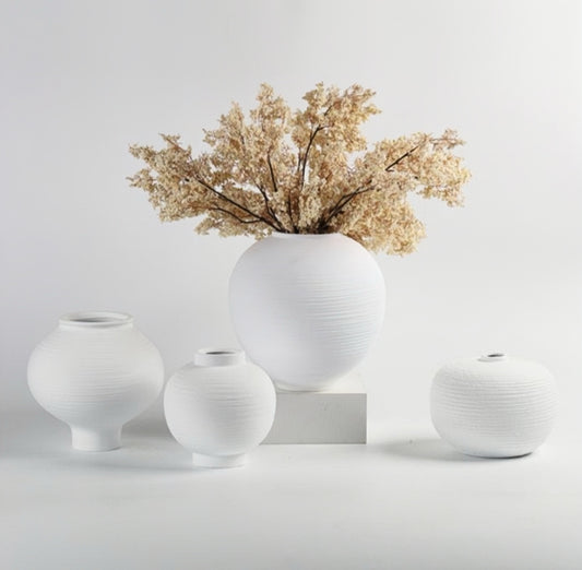 Rustic Minimalist White Textured Vase Collection